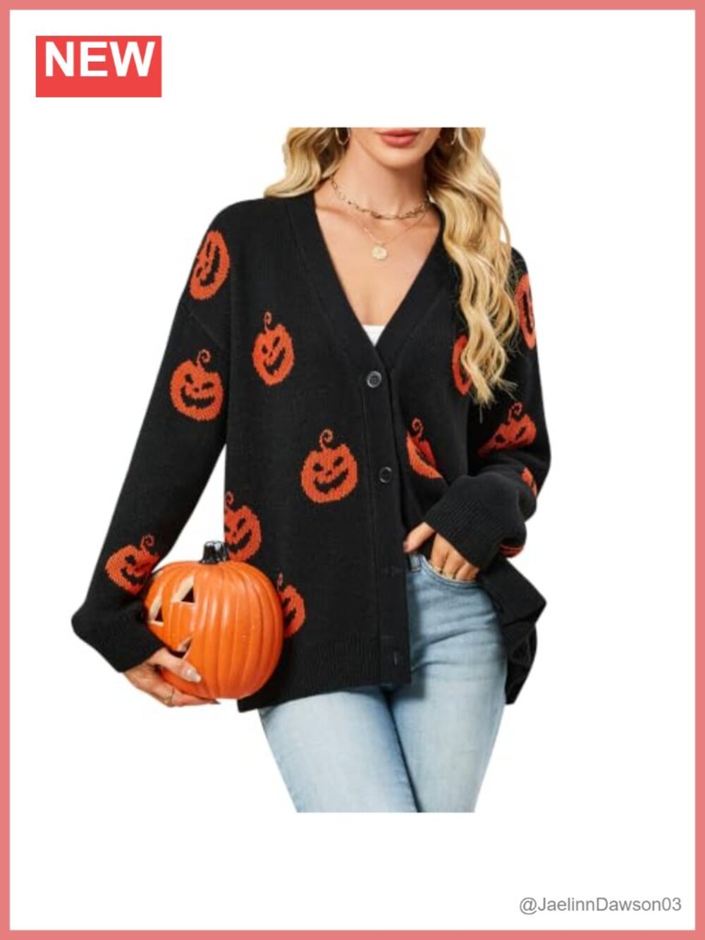 Womens Oversized Pumpkin Cardigan 100% Acrylic Halloween Sweater